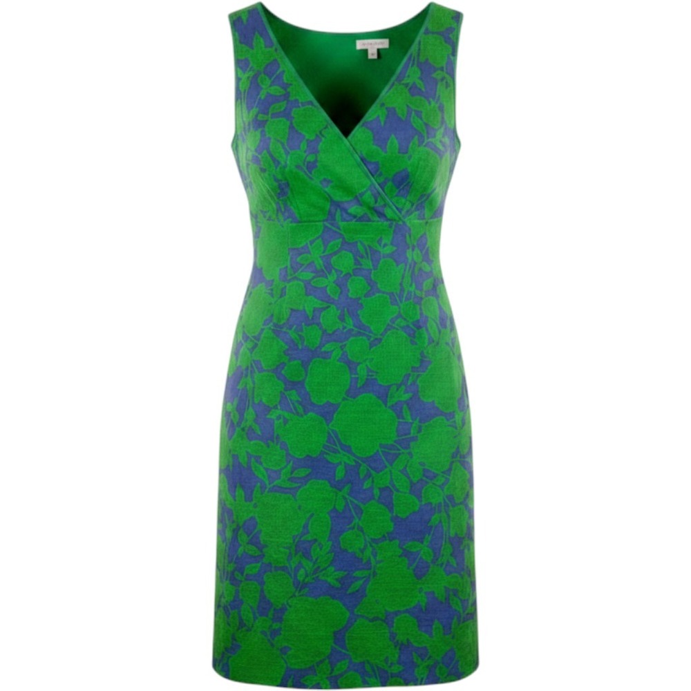 Boden Blue and Green Floral V-Neck Sheath Dress Size 8